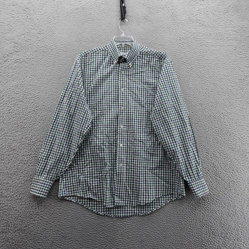 Southern Tide Gingham Plaid Button Down Shirt Large Green Men Long Sleeve
